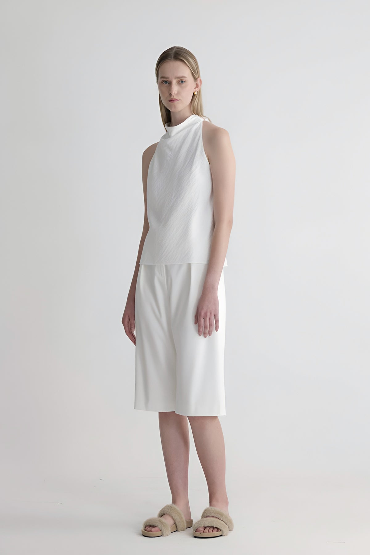 HARLON Sleeveless Cowl Neck Blouse