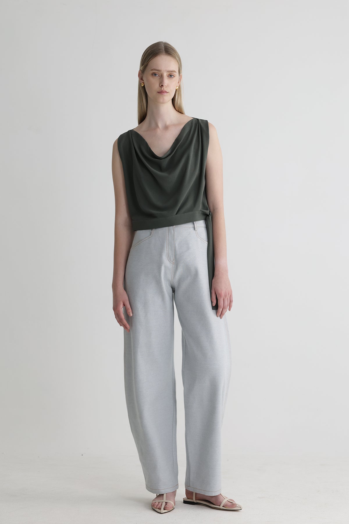 LUCENA Cowl Neck Blouse with Side Straps